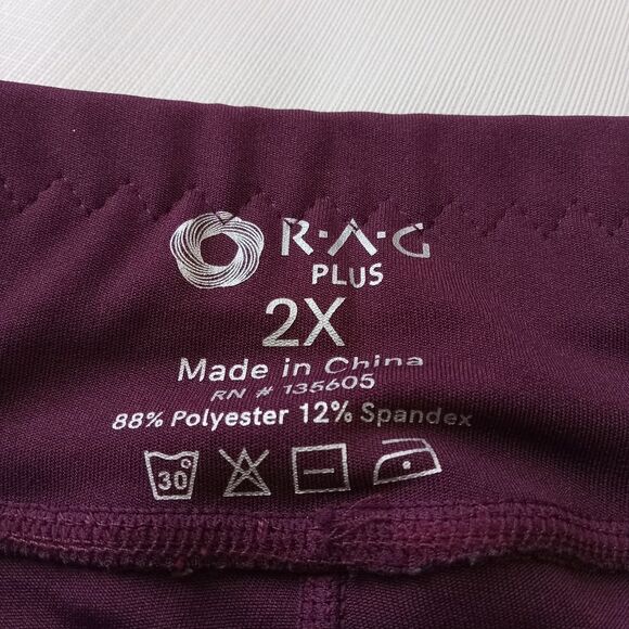 RAG High Waisted Mesh Panels Capri Length Plus Size Active Leggings Women's 2X - Picture 3 of 12